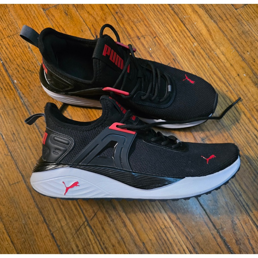 Puma Men's Black Red Athletic Running Shoes Sneakers Size 9.5